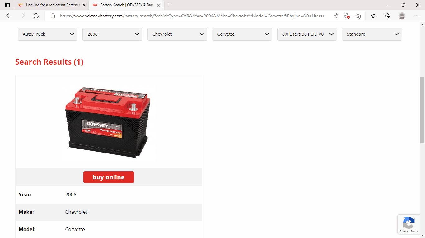 Battery Search _ ODYSSEY® Battery and 1 more page - Profile 1 - Microsoft​ Edge 2022-06-21 5_4...png